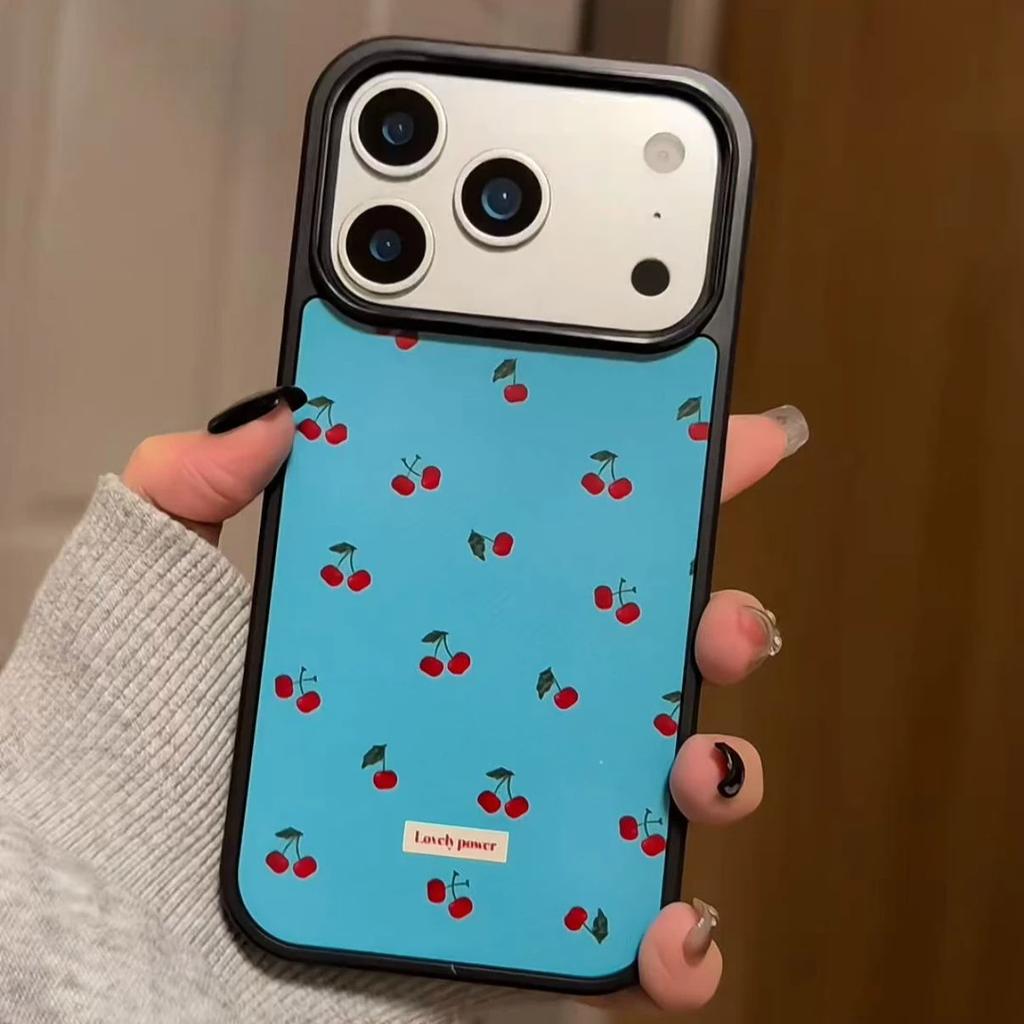 ins Korean small cherry is suitable for Apple 17Promax mobile phone case IP16pro matte PC15 large hole 14 women's models