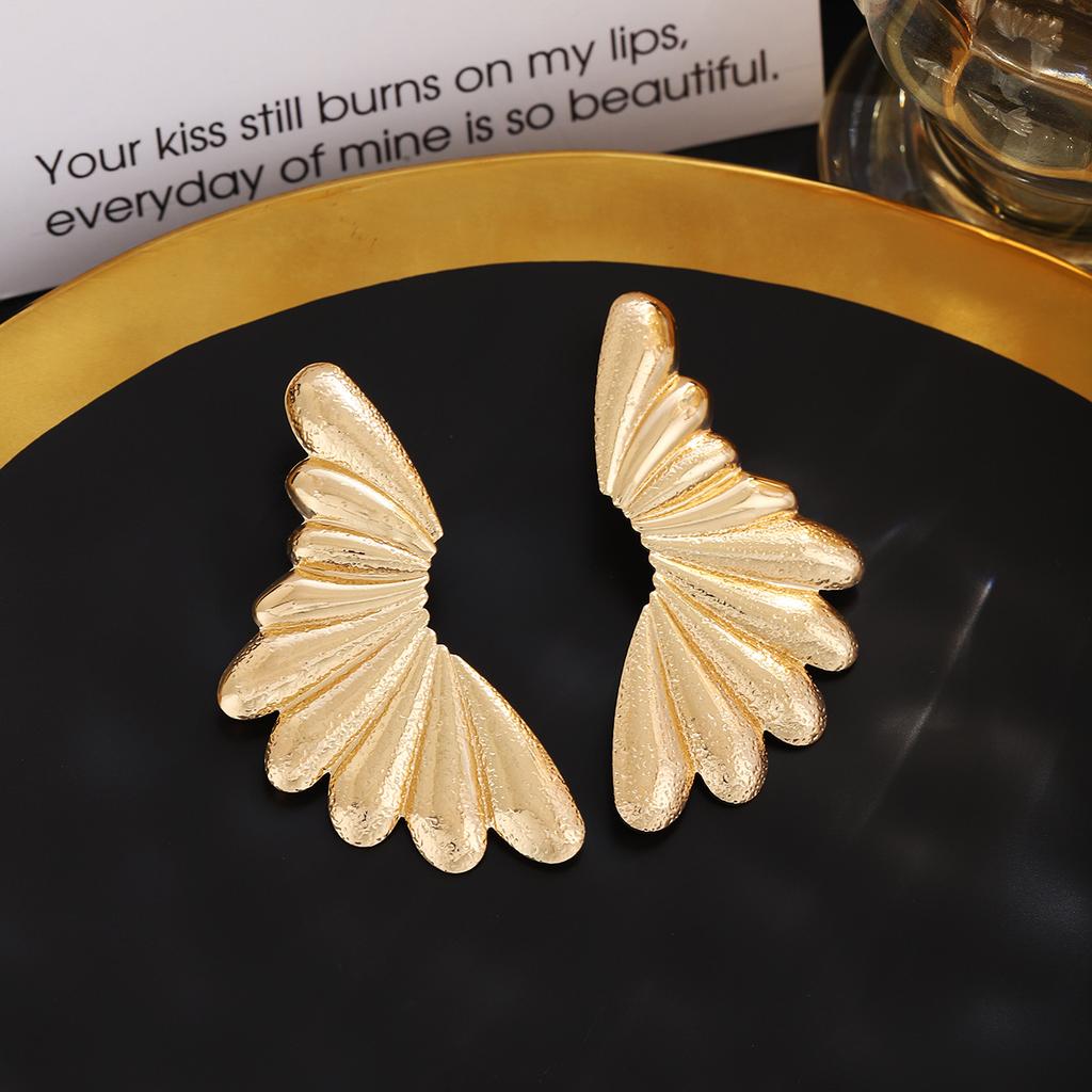 Náušnice pecky ve tvaru vějíře, přehnané, personalizované, lehký luxus, vysoce kvalitní kovový styl, módní, temperamentní, pro ženy