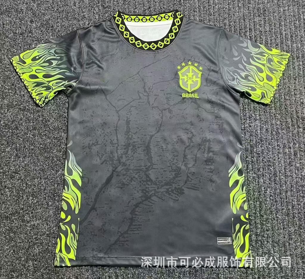 Großhandel und Einzelhandel Grenzüberschreitend Brasilien Nationalmannschaft Spezielles Gedenk-Kurzarm-Fußballtrikot Oberteil Kurzarm Fans