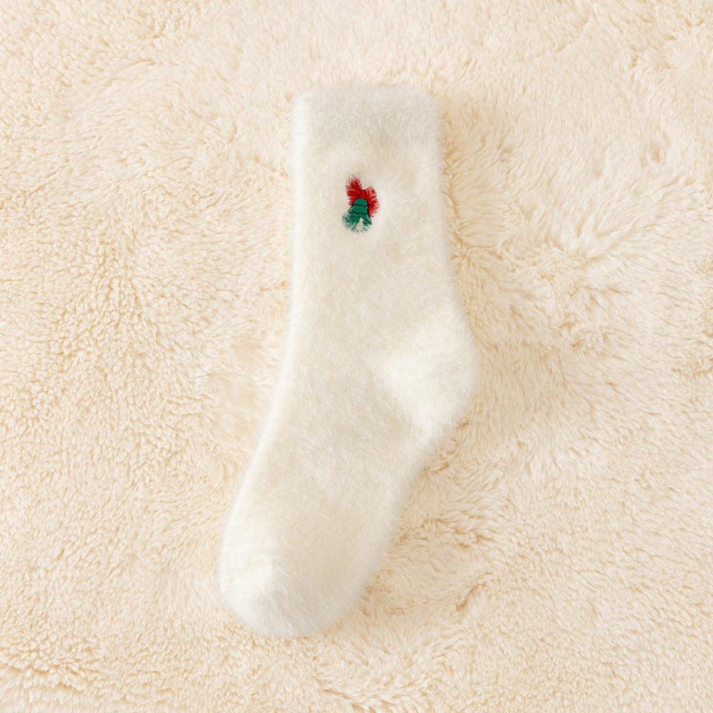 Winter Warm Christmas Pattern Socks Mink Velvet Xmas Tree Snowman Elk Socks