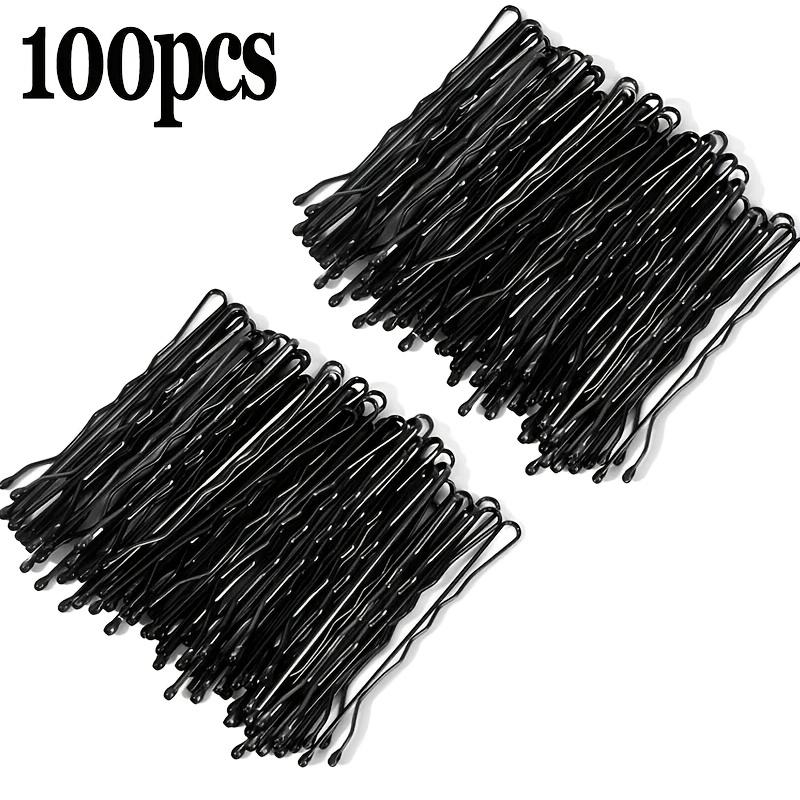 100 st Svarta Små Hårklämmor Stålhårnålar med Osynligt Grepp, 5 cm, Engångsbruk, Perfekta för Bröllop och Vardagsbruk, Bröllopshåraccessoarer