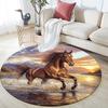 Galloping Horse Round Area Rug,Carpet Rug for Living Room Bedroom Sofa Playroom Decor,Non-slip Floor Mat