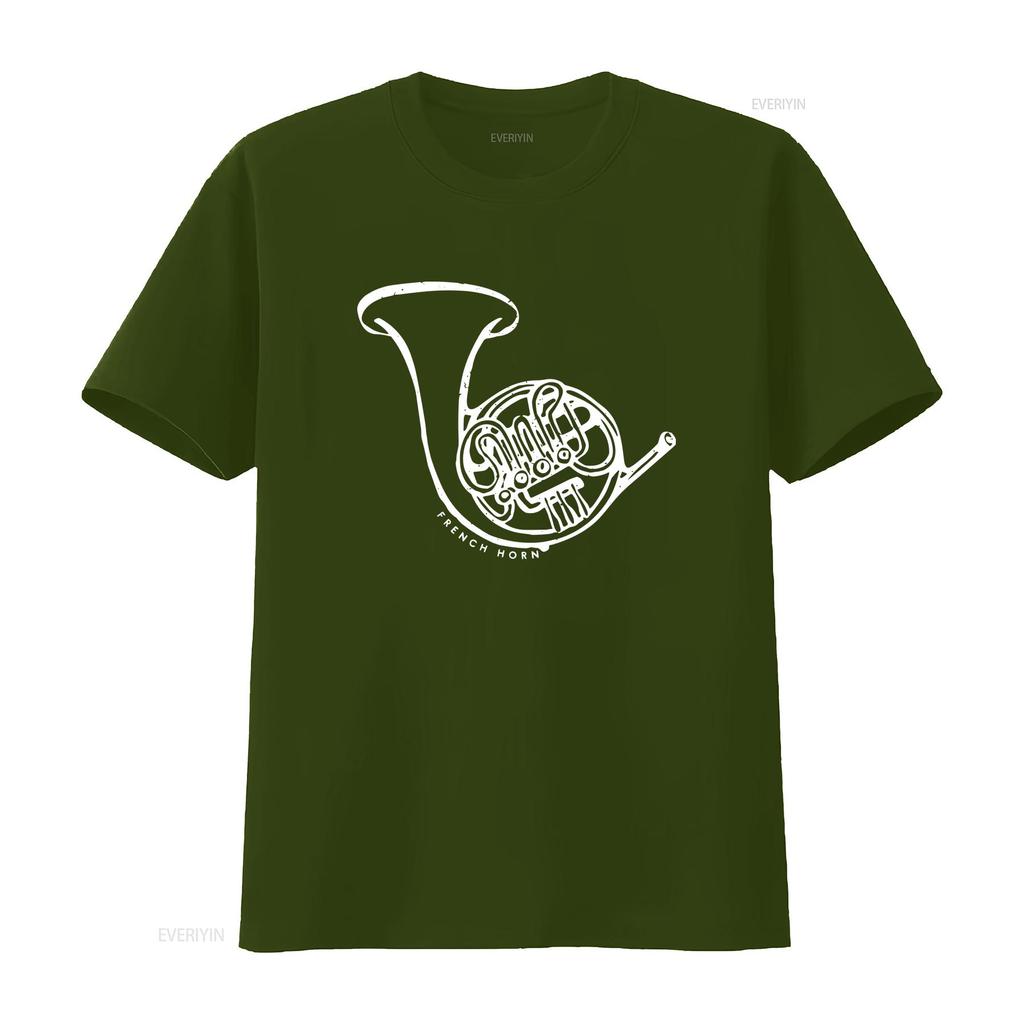 French Horn T Shirt Musician Band Music Lover Instrument Marching vintage Washed designer clothes Top For Everyday Wear Soft