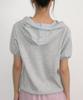 Waffle Button Half Sleeve Hoodie Gray