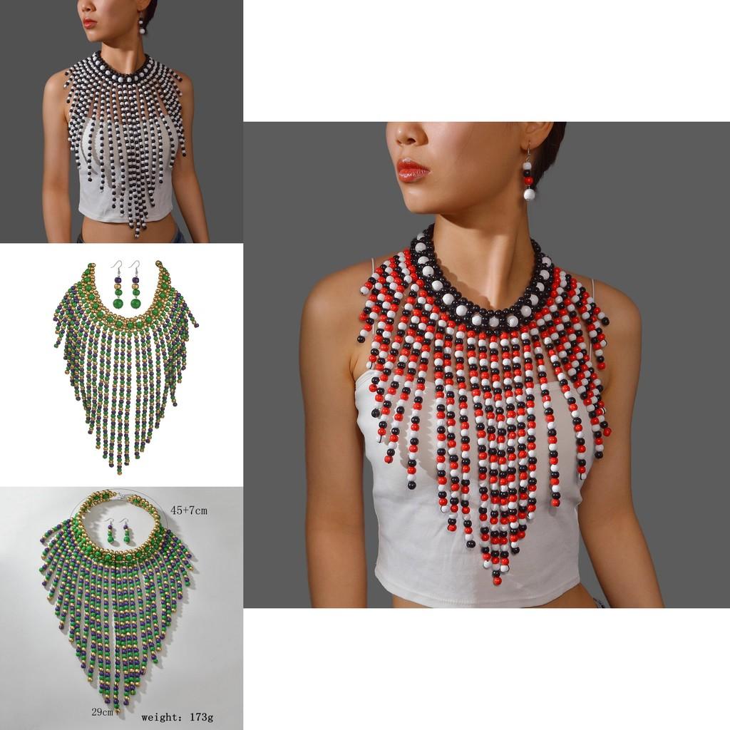 European Fashion Pearl Necklace And Earring Set With Handmade Design For Women And Men