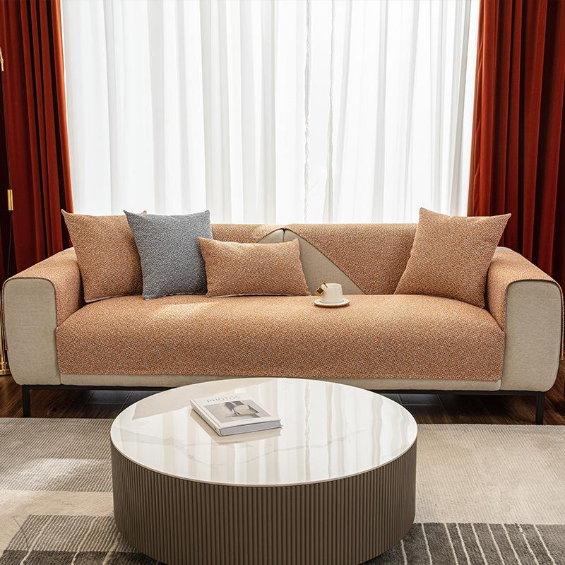 Sofakissen Vier Jahreszeiten Universal Baumwolle Leinen Rutschfest Einfach Modern Leicht Luxus Sofa Sitzkissenbezug Rückenlehnenbezug Stoff