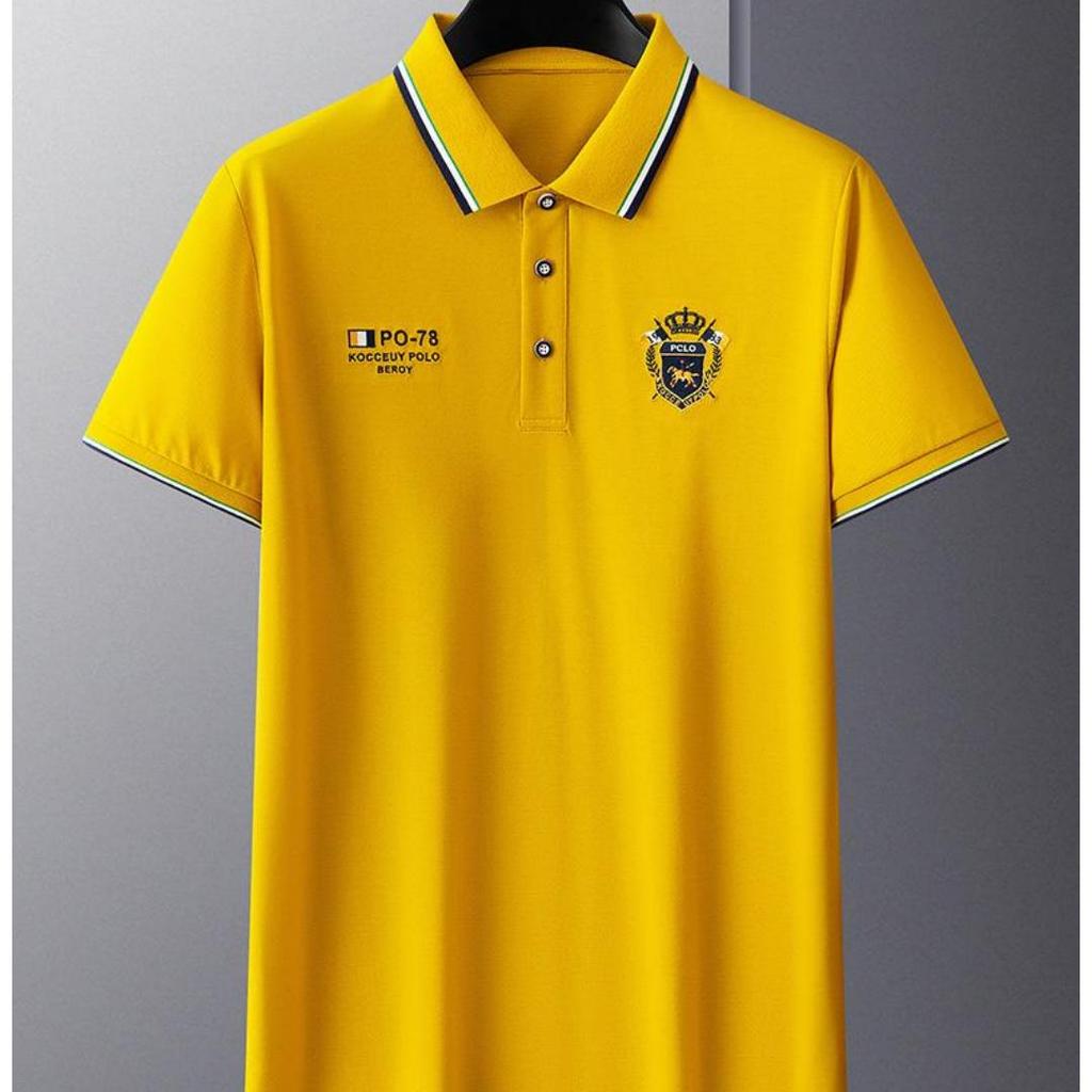 Summer Korean Fashion Men's Shirt Embroidered Lapel Collar Short Sleeves Tops