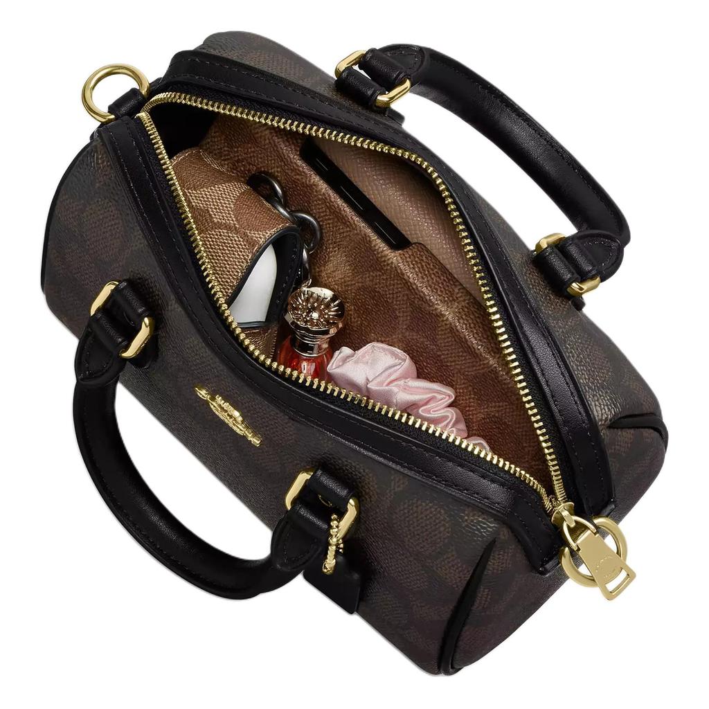 Coach Rowan 17 Brand Logo Cherry Print Leather Cylinder Bag Women Shoulder Bag Blue CY741-IMDEI