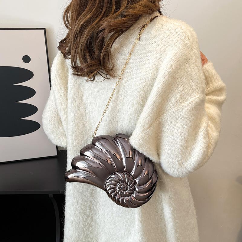 Personalized Acrylic Shell Bag 2025 New European and American Fashion Shiny Shoulder Bag Women's Chain Crossbody Dinner Bag