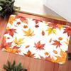 Autumn Maple Leaf Welcome Floor Mat Country Style Thanksgiving Machine Washable Polyester Fiber Anti Slip Bottom Indoor Entrance Porch Kitchen Bathroo
