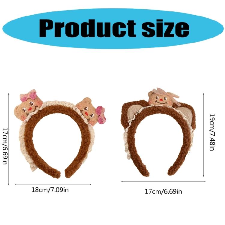 Cartoon Plush Bear Headband Music Festival Hairhoop Birthday Party Hairband Women Face Washing Hairhoop Accessories