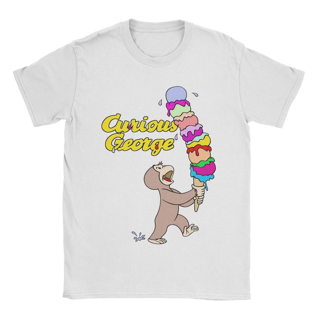 Vintage T Shirt Summer Curious George Novelty TShirts Pure Cotton Tshirt for Unisex Awesome Wholesale Short Sleeve Tees