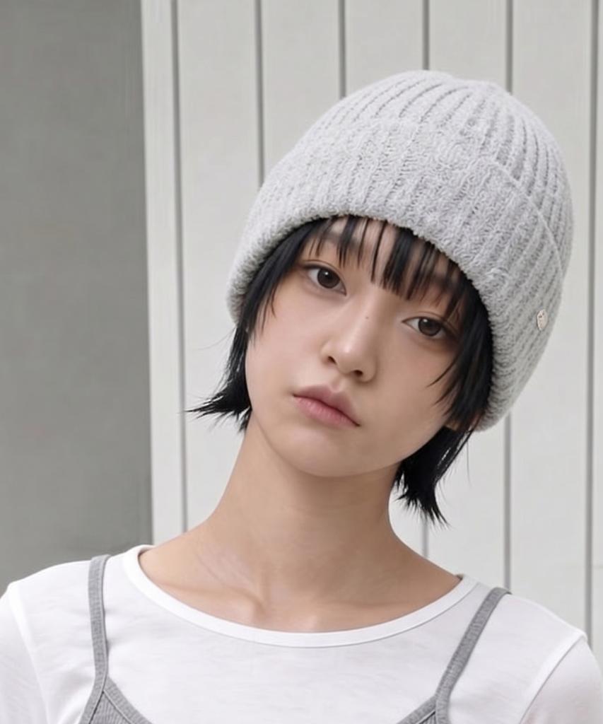 Eondeokeonteulolseutyudio Cotton Summer Beanie Stick Rib Beanie / Pop Cotton / Melange Sky