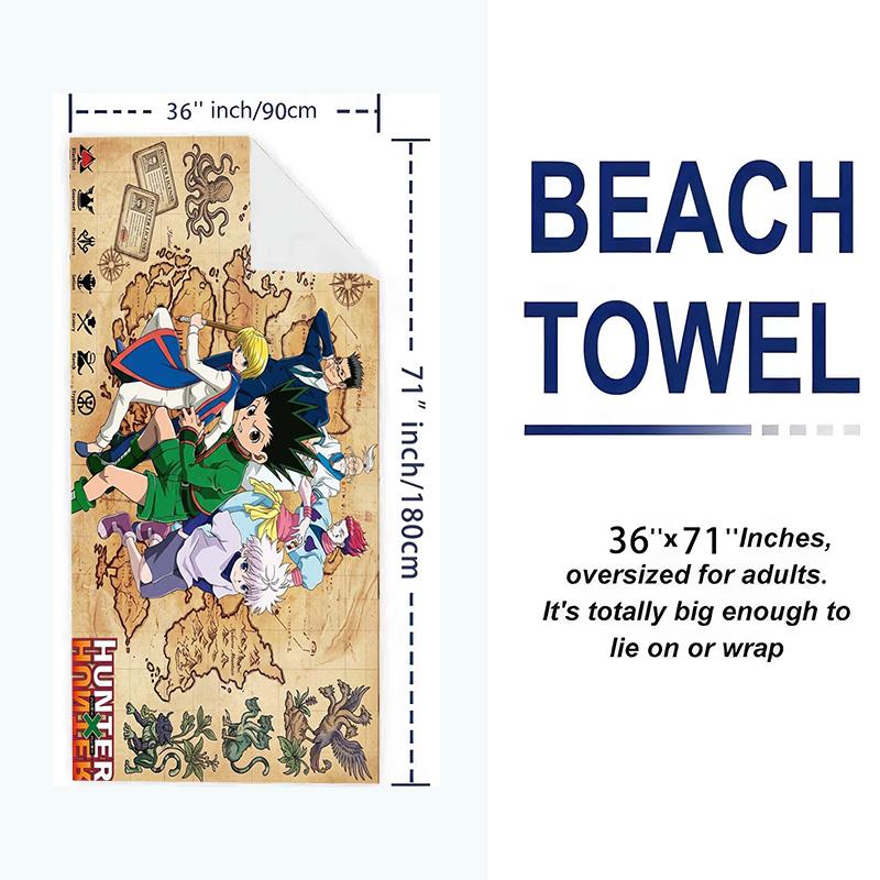 Anime HUNTER×HUNTER Print Beach Towel, Large Soft Quick Dry Towel for Beach Camping Swimming