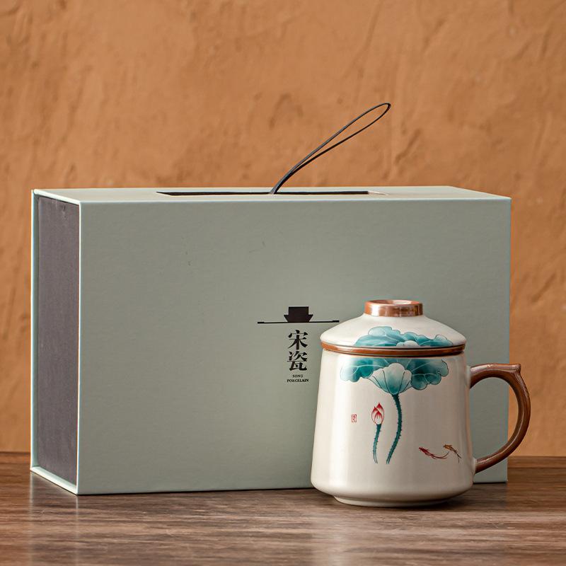 Tea cup tea separation mug office cup ceramic souvenir gift box tea cup