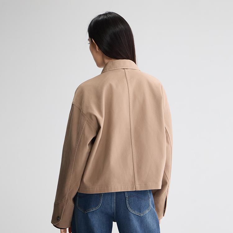 Comfortable Lapel Long Sleeve Casual Trend Jacket Women Jackets Khaki LWT013153212530A11114