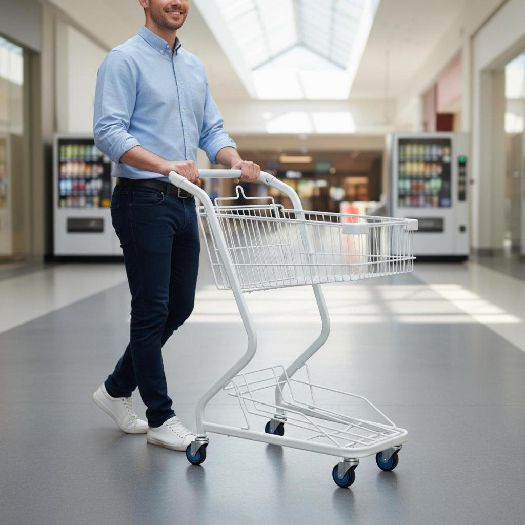 TwoTier Shopping Cart PU Wheels Metal Trolley Heavy Duty Convenience Store for