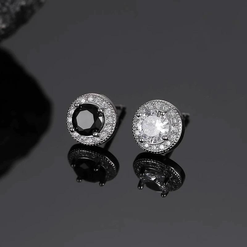 2pcs Without Ear Holes Exquisite Circle Stud Earrings Personality Zircon Jewelry Accessories Magnetic Earrings Clip Earring