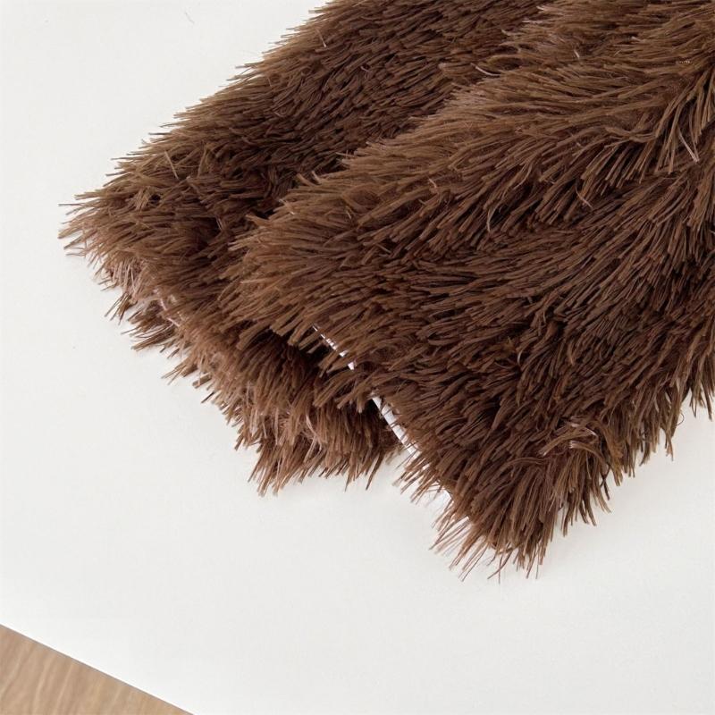 Rainbow Plush Leg Warmer for Trendy Party Costume Colorful Furry Fuzzy Boot Covers Leg Gaiters Footless Socks Streetwear
