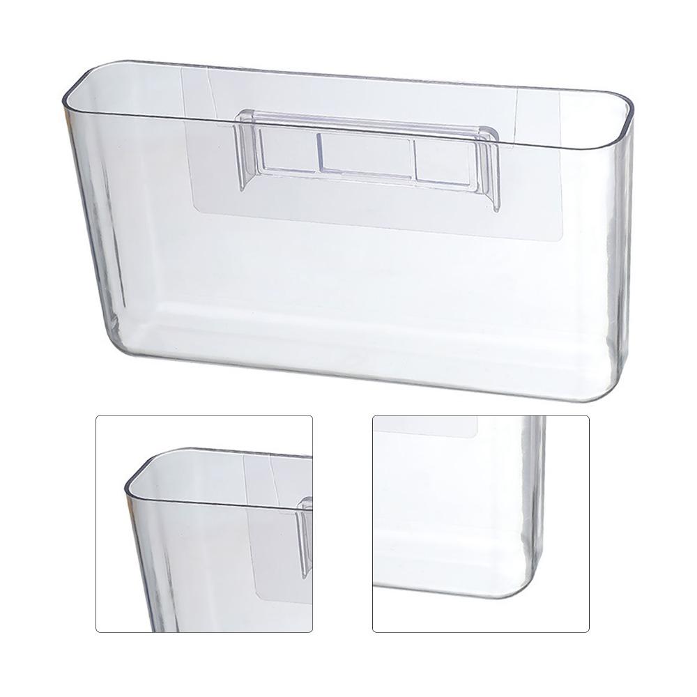 Transparent Wall Mount Organizer Plastic Wall Phone Holder Adhesive Storage Bin  Bedroom