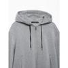 Women Hooded Zip Up Light Gray Sweatshirt Jacket Lantern Sleeve Short Length