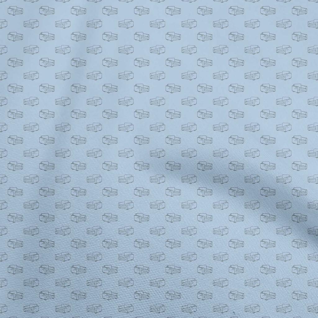 oneOone Cotton Flex Grayish Blue Fabric Retro Couch Quilting Supplies Print Sewing Fabric By The Yard 40 Inch