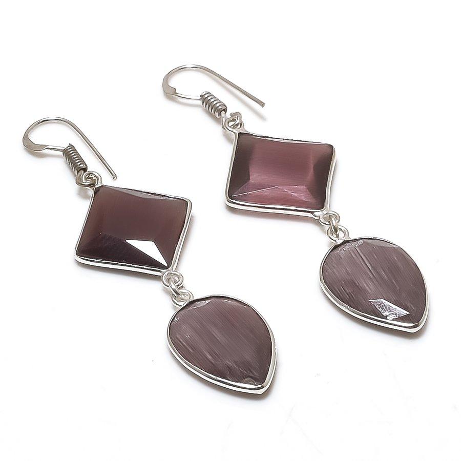 

Purple Monalisa Gemstone Handmade 925 Sterling Silver Jewelry Earring 2.56 GK-7223