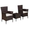 Day and Night - Day and Night Set Garden Bistro Table and Chairs 3 Pieces Brown Synthetic Rattan