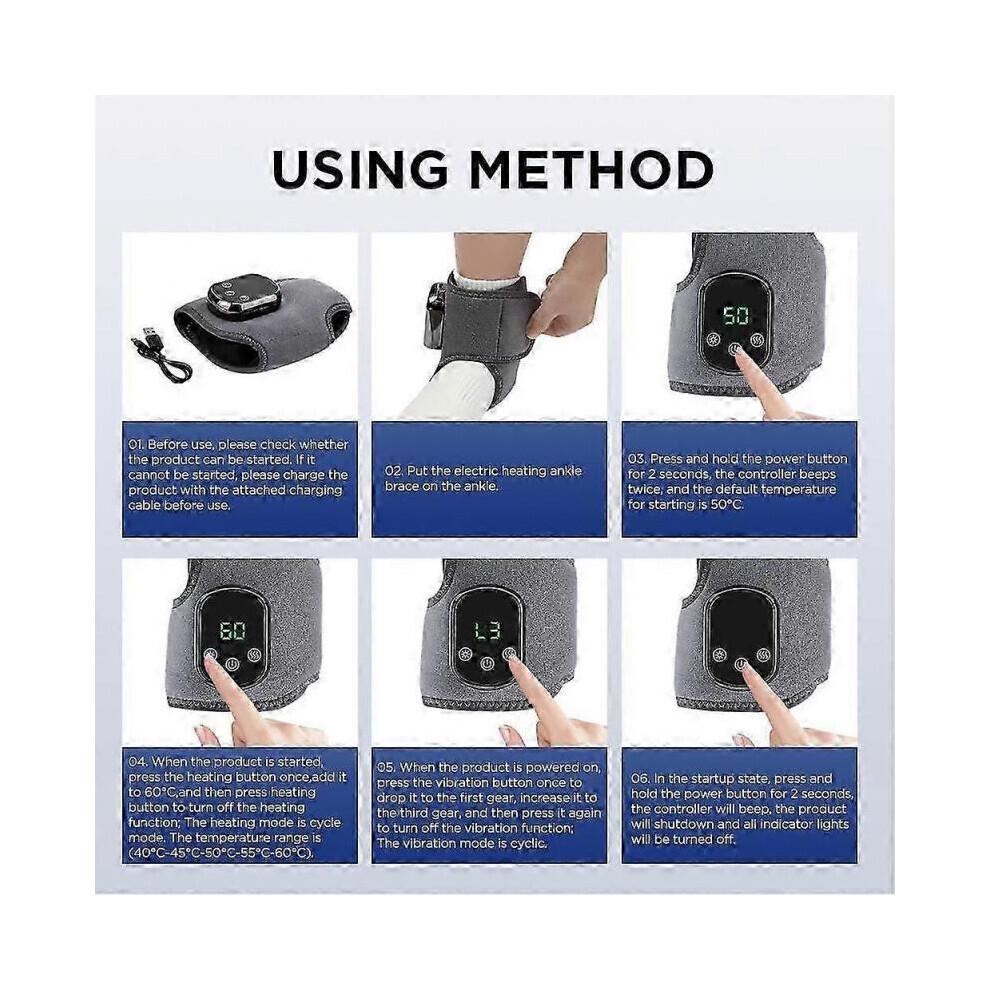 2025 Emsense Foot Massager Wireless Portable Triple Method 3 Vibration Mode Heated Ankle Wrap for Home Office Travel 1 Piece