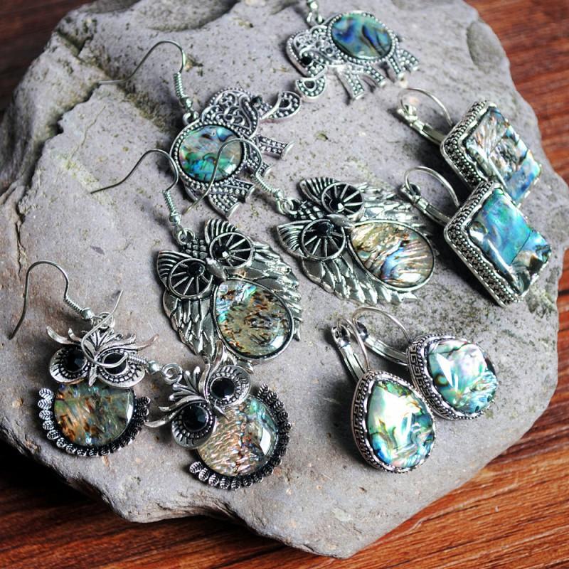 Vintage Style Animal Motif Shell Earrings Women Alloy Studs Boho Chic Ear Jewelry