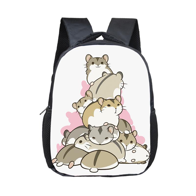 Cartoon Hamster / Pet Guinea Pig Print Backpack  Kids Schoolbags Boy Girl Kindergarten Baby Toddler Bookbag