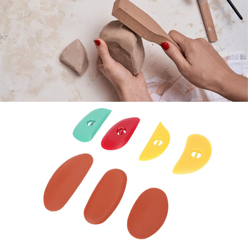 7PCS Pottery Ribs Silicone Shaping Rib Tools for Handcrafting Clay Smoothing and Trimming