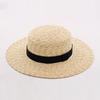 Mode Sommer Damen Breitkrempiger Naturstrohhut Chapeau Damen Sonnenhüte Boater Schwarz Panama Strandhut Sombrero Mujer Fedora Hut