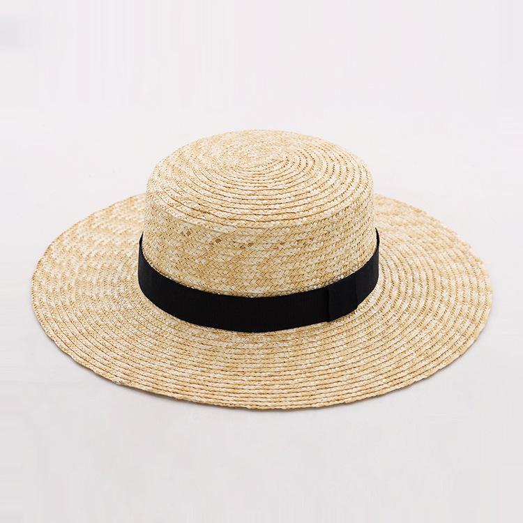 Mode Sommer Damen Breitkrempiger Naturstrohhut Chapeau Damen Sonnenhüte Boater Schwarz Panama Strandhut Sombrero Mujer Fedora Hut