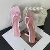 Mode Pink Mode Eckige Zehenpartie Damen Dünne Absätze Schuhe Weibliche Flip-Flops Schuhe Flach Damen High Heels Pumps Schuhe Große Größe 43