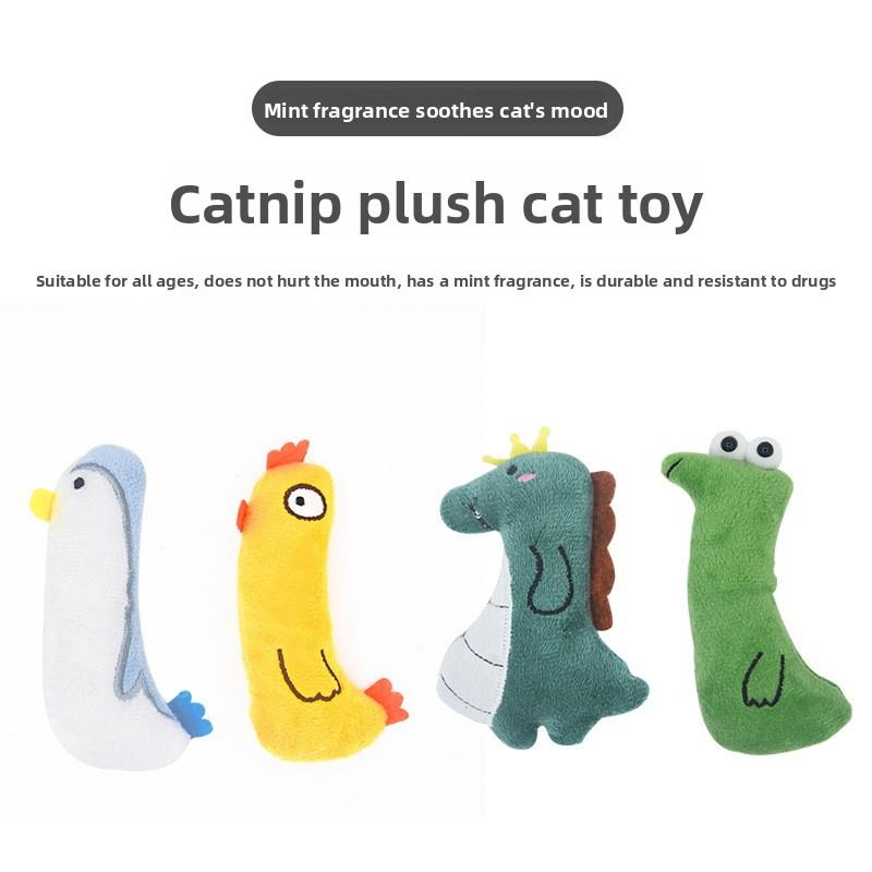 Catnip Plush Toy Cartoon Penguin Dinosaur Cobra Rooster Crowing Paper Mint Plush Cat Toy