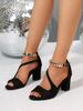 Fashion New Summer Sexy Fish Mouth Shoes Hollow Roman Sandals Thick Beaded Open Toe High Heels Women Summer Sexy Women's Sandals