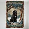 Vintage Rusty Metal Dog Sign with Snowy Winter Scene - 'WHO REALLY LOVED DOGS' Whimsical Wall Decor for Home Cafe Bar