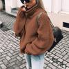Chunky Knit Batwing Sleeve European-American Semi-High Neck Oversized Sweater