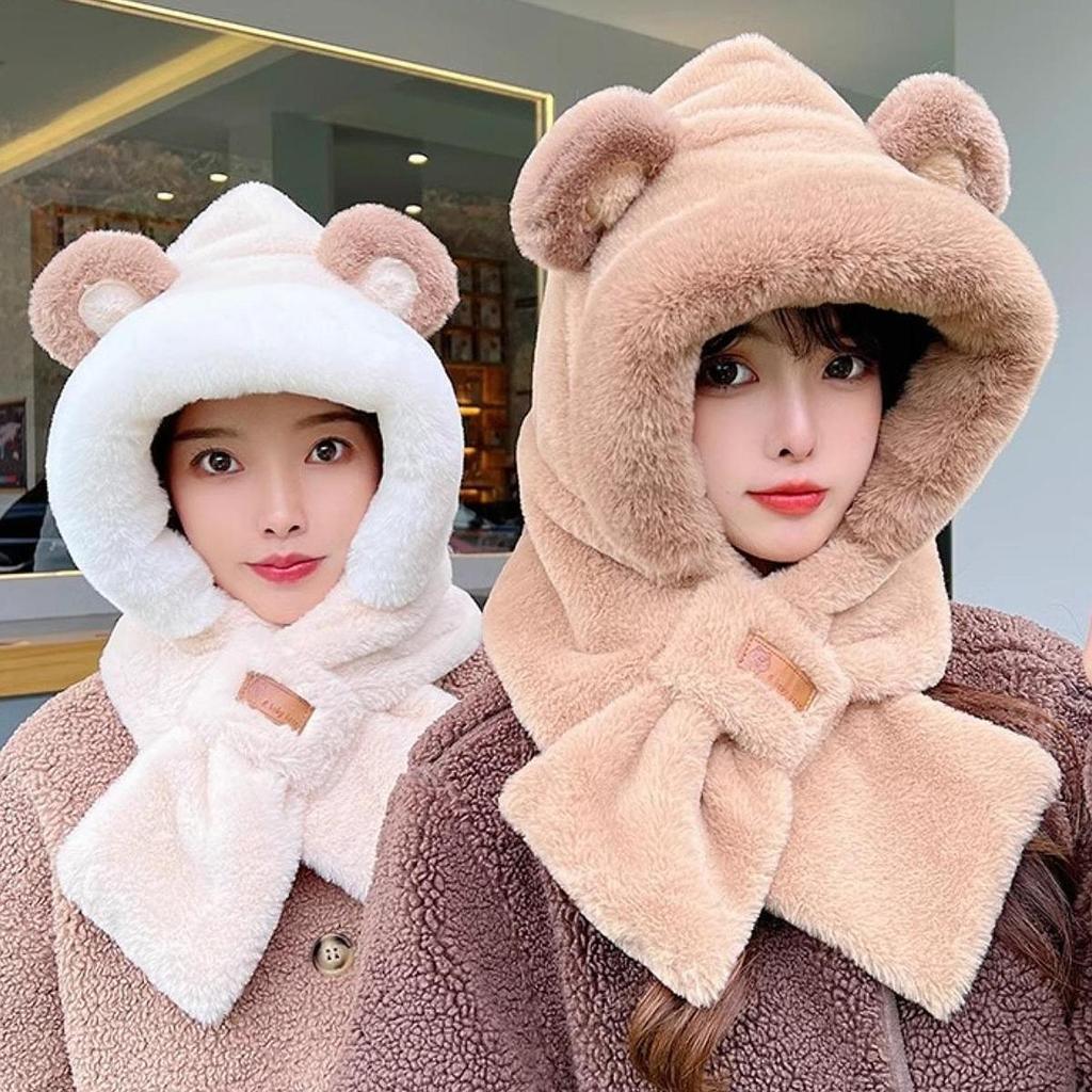 Cartoon Winter Hat And Scarf Set Soft Wrapped with Hood for Stage Performance