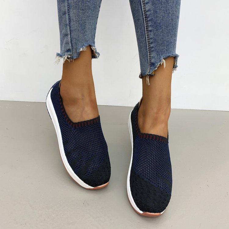 European and American Mesh Single Shoes, New Design for Autumn 2024 Sloping Heel Casual Sports Running Shoes Sneakers Women