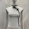European and American Summer Retro Chinese Style Niche Buckle Women's Slim Fit Cheongsam Collar Top