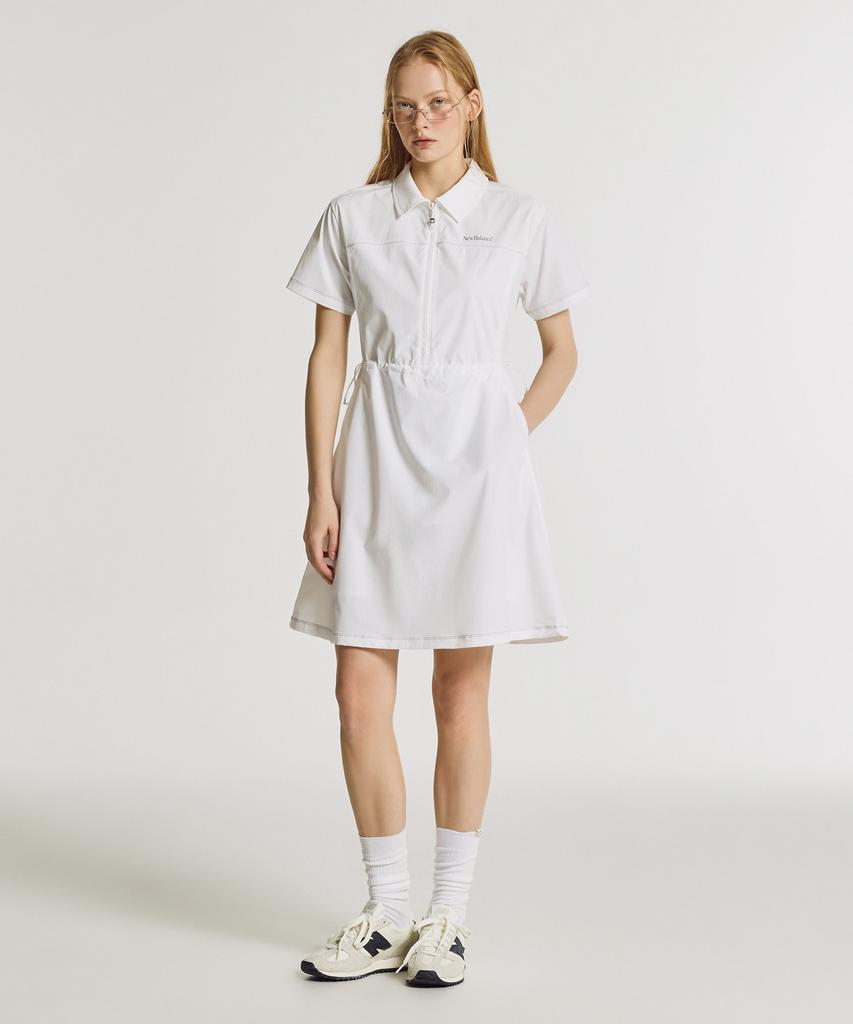 Nyuballanseu Nbnkg3W612 / Women Frozen Woven Stretch Collared Dress (White)