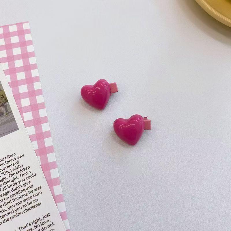 Pink Heart Hair Clip for Women - Small, Cute Side Bang Accessory