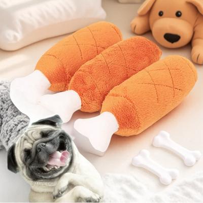 Hundespielzeug Plüsch mit Sound Doppelknochen Trommelstock für Haustiere Interaktives Kauspielzeug für kleine mittelgroße Hunde