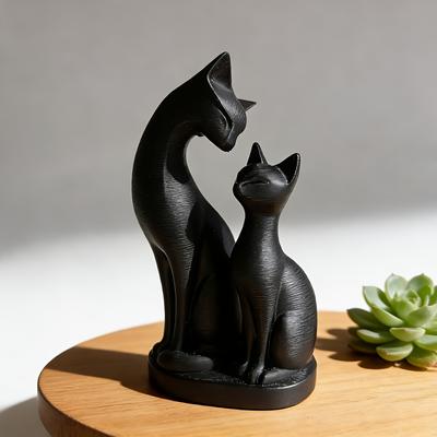 Ornements Statuette Chat Mère et Fils, Sculptures Couple de Chats, Décorations Mignonnes de Chats pour Bureau et Maison, Cadeaux de Saint-Valentin