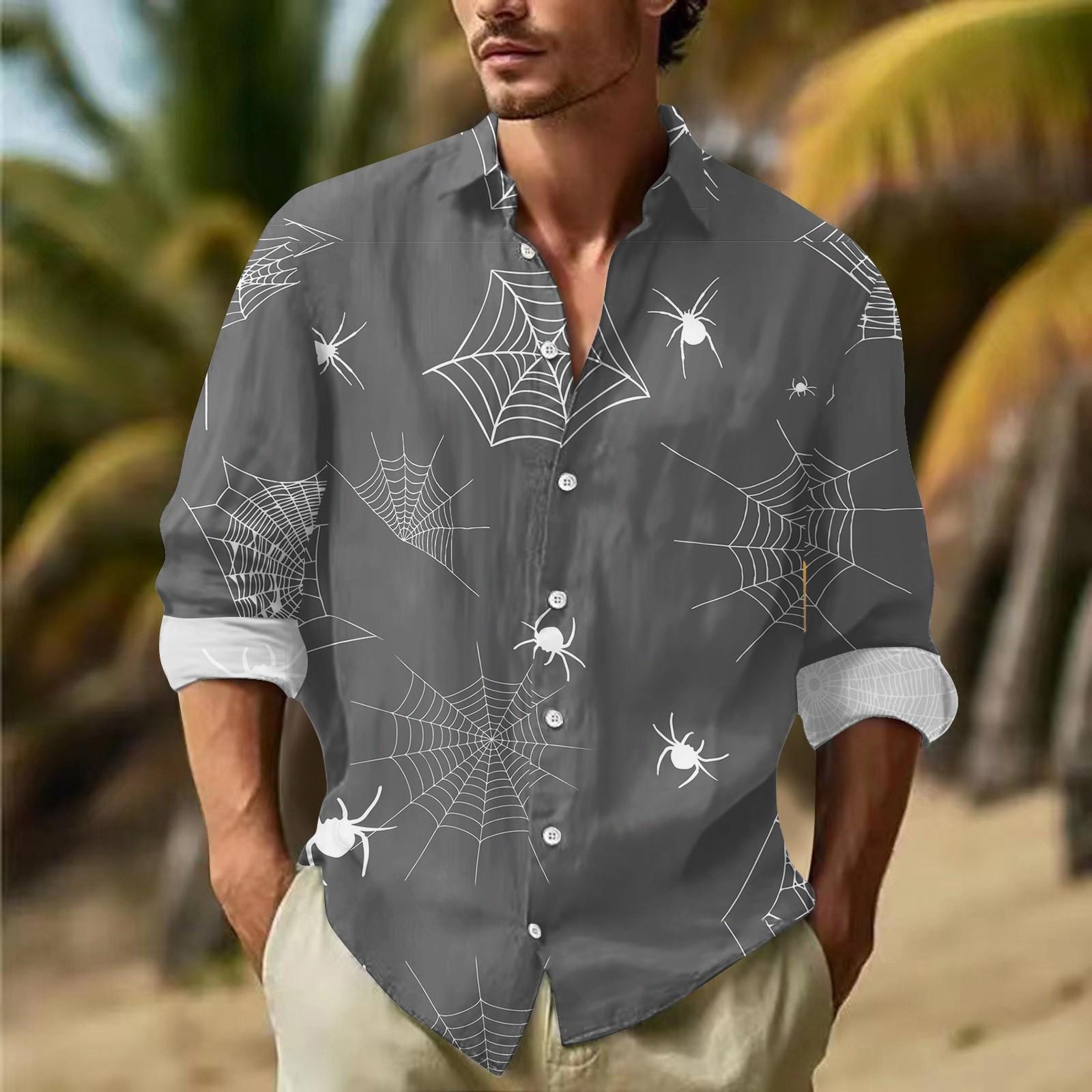 Мужские рубашки с длинными рукавами и пуговицами на Хэллоуин — фото 11