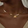 18K Gold-Plated Fashionable 304 Stainless Steel Zodiac Necklace with Flat Snake Chain, Colorfast.