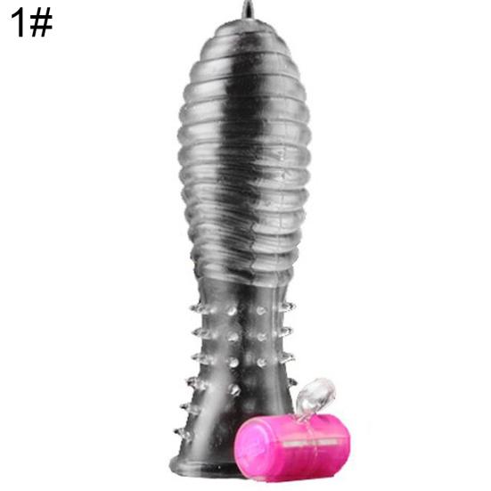 Vibrátor Mizz Zee Kondom Penis Tečkovaný závit Průhledný zámek Prodlužovací kroužek Sleeve Sex