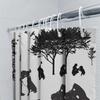 Black Silhouette Dogs Shower Curtain Pet Lovers Decor, Waterproof Bathroom Accessories, Home Decoration Size Customizable For Do